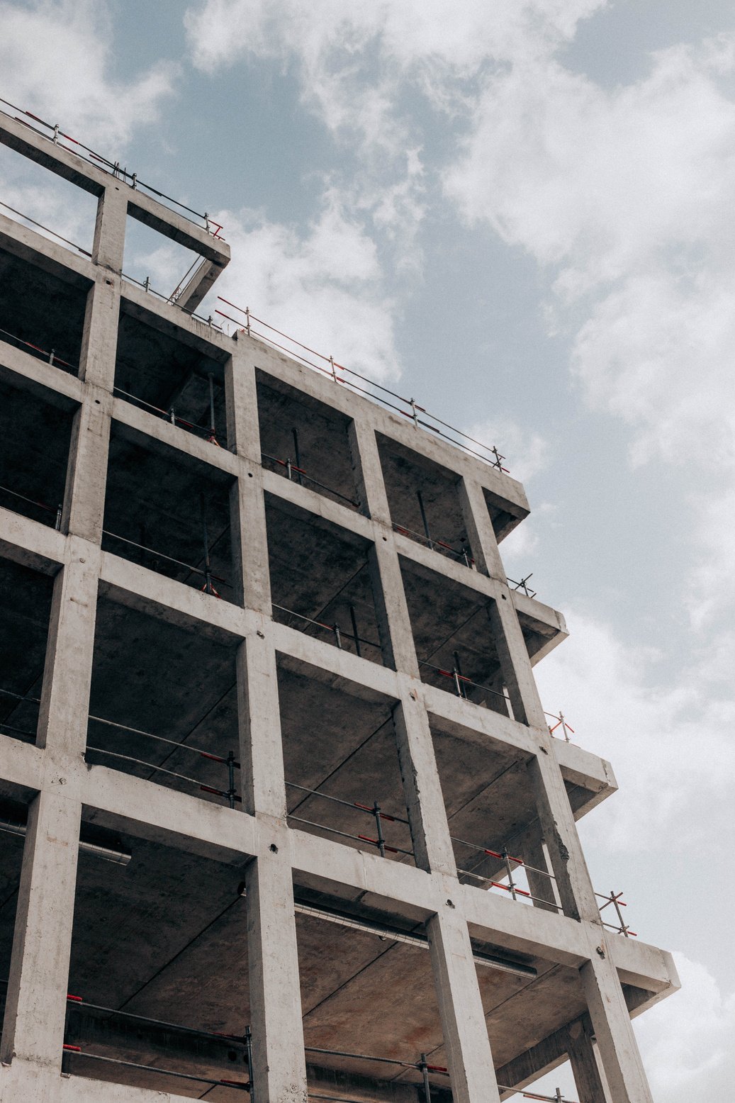 Construction of multistory residential building in city